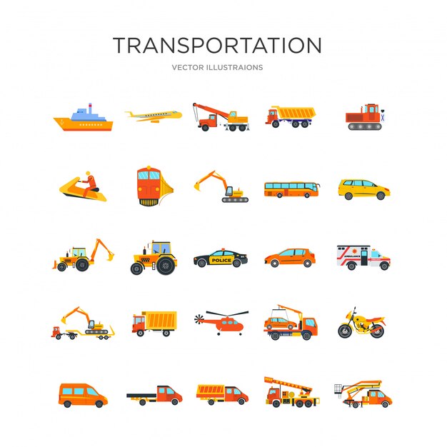 Conjunto de ícones de transporte