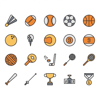 Conjunto de ícones do esporte bola equipamentos