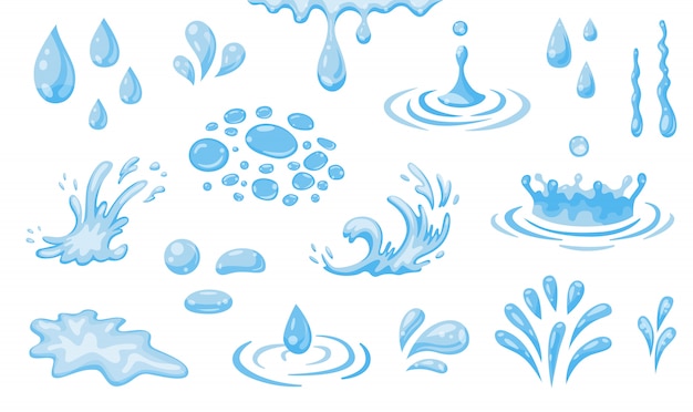 Conjunto de ícones plana de salpicos de água