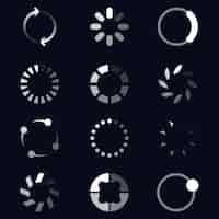Vetor grátis conjunto de ícones planos de diferentes carregadeiras redondas