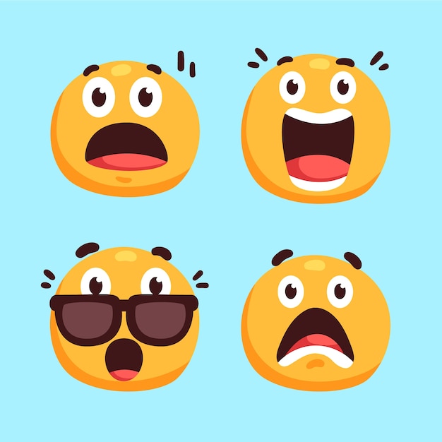 Vetor grátis conjunto de ilustração de emojis desenhados à mão