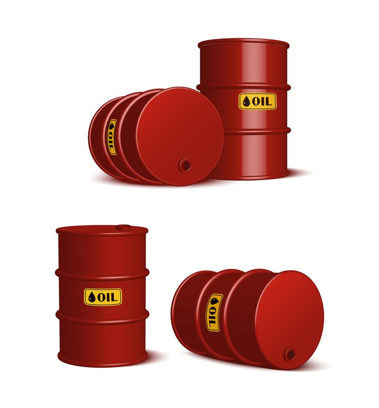 Vetor grátis conjunto de ilustração de ícones vetoriais realistas. barris de petróleo vermelho.