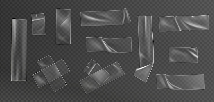 Vetor grátis conjunto de ilustração realista de fita transparente