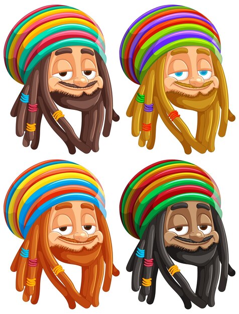 Vetor grátis conjunto de ilustrações de personagens rasta coloridos