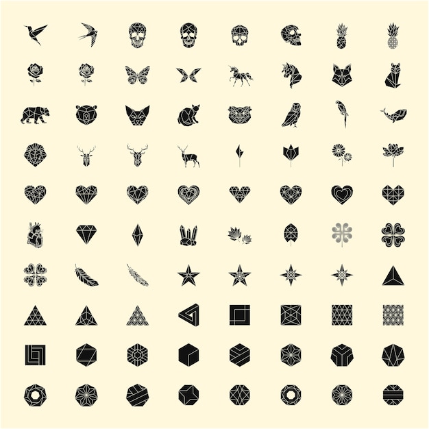 Conjunto de ilustrações lineares de formas e ícones