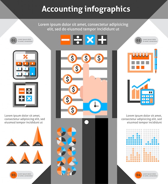 Vetor grátis conjunto de infográficos de contabilidade