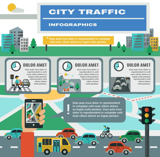 Vetor grátis conjunto de infográficos de tráfego