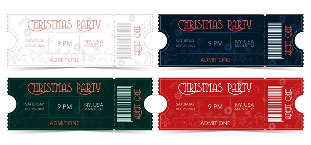 Conjunto de ingressos coloridos para festa de natal