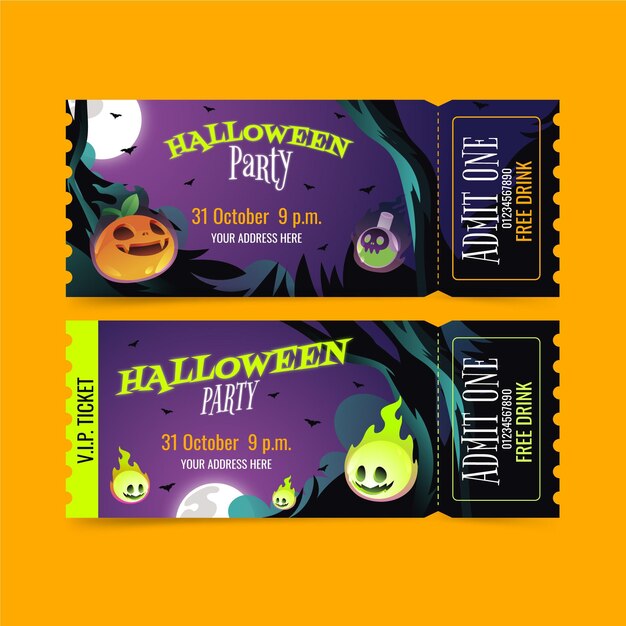 Conjunto de ingressos para gradiente de halloween
