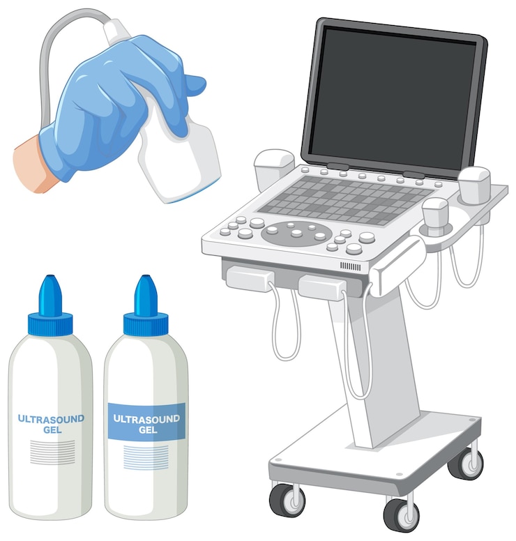 Vetor grátis conjunto de instrumentos médicos para ultrassom de gravidez