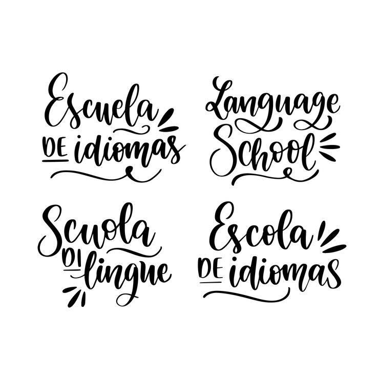 Vetor grátis conjunto de letras de escola de língua negra