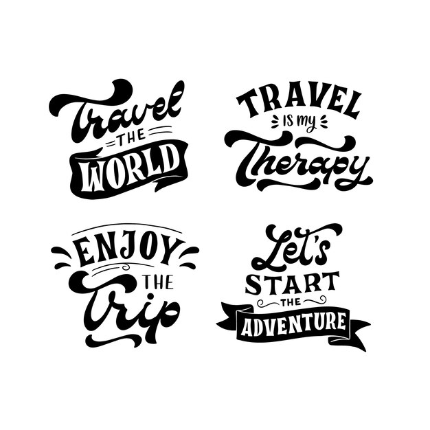 Conjunto de letras de viagem elegante