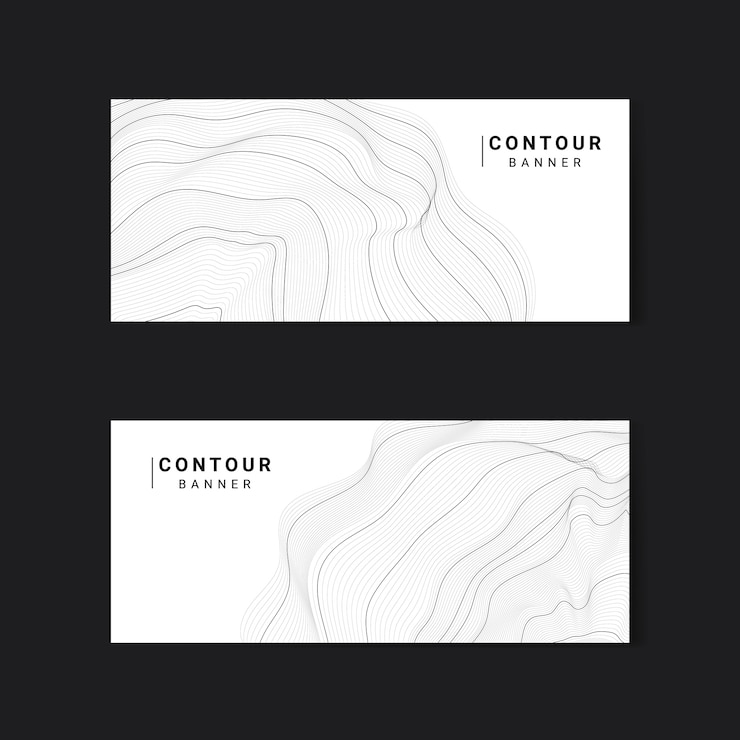 Vetor grátis conjunto de linhas de contorno abstrato monocromático