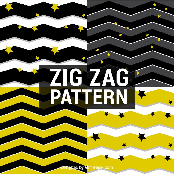 Vetor grátis conjunto de listras zig-zag e estrelas