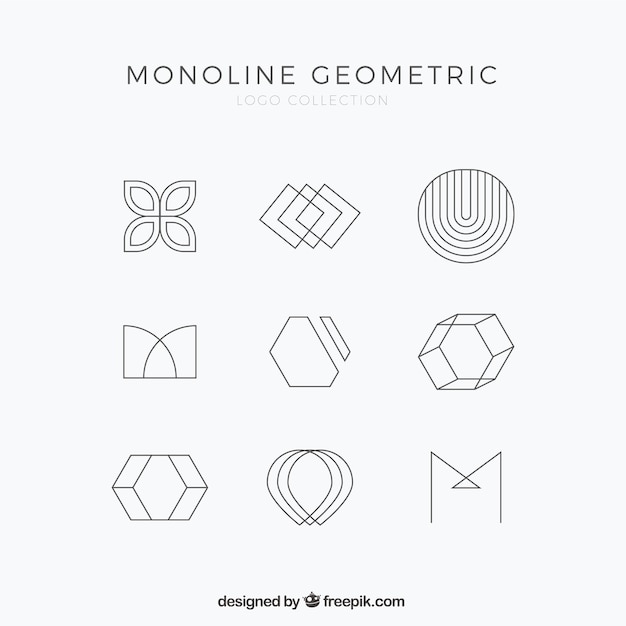 Conjunto de logo monoline simples