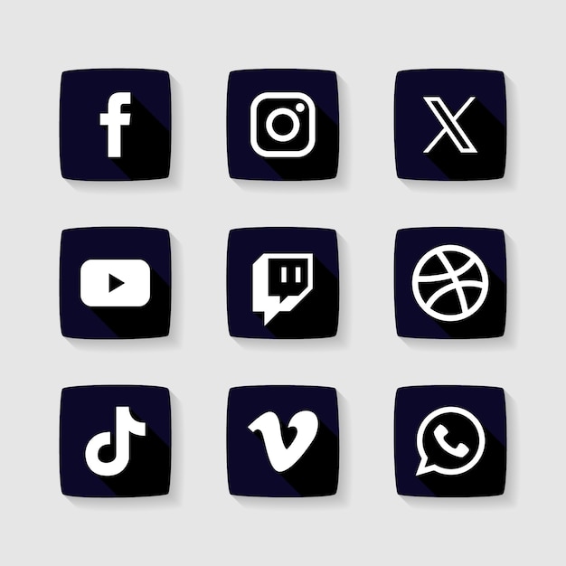 Vetor grátis conjunto de logos planos desenhados à mão para redes sociais