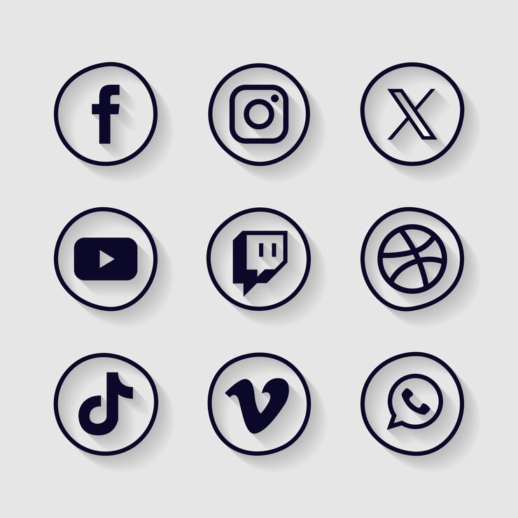 Vetor grátis conjunto de logos planos desenhados à mão para redes sociais