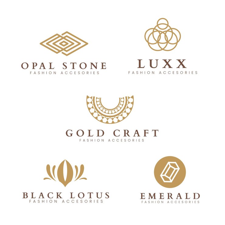 Vetor grátis conjunto de logotipo de acessórios de moda plana