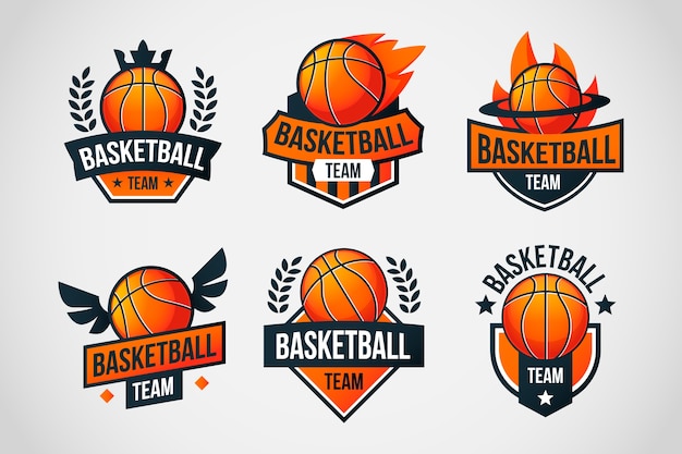Conjunto de logotipo de basquete gradiente