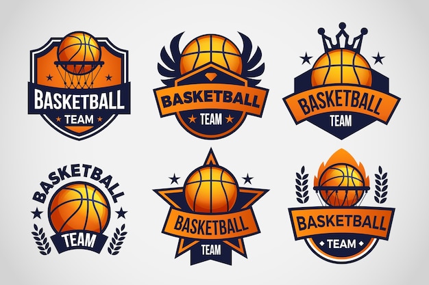 Vetor grátis conjunto de logotipo de basquete gradiente