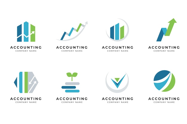 Conjunto de logotipo de contabilidade de design plano