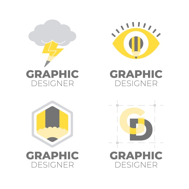 Conjunto de logotipo de designer gráfico plano