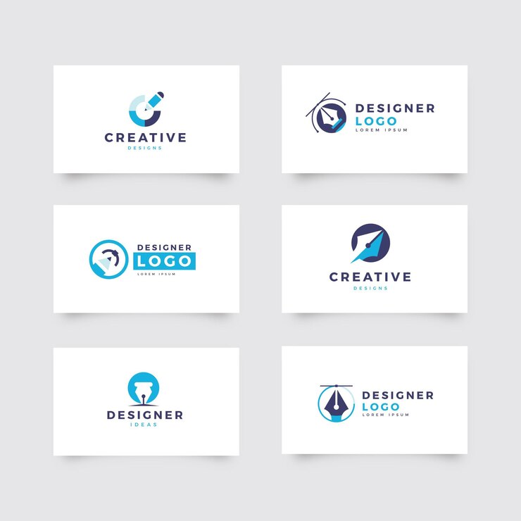 Vetor grátis conjunto de logotipo de designer gráfico plano