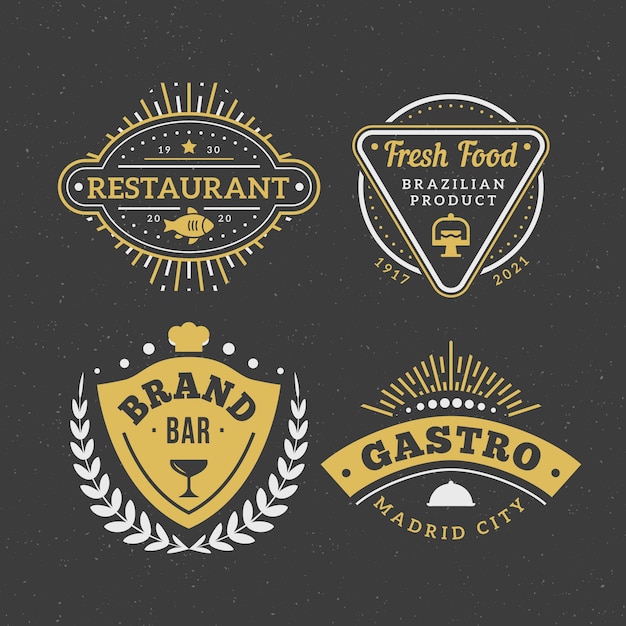 Conjunto de logotipo de marca vintage de restaurante