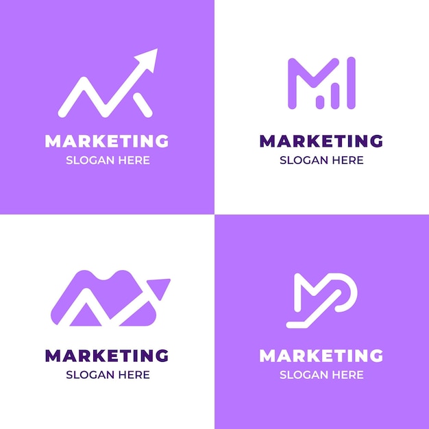 Vetor grátis conjunto de logotipo de marketing de design plano