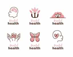 Vetor grátis conjunto de logotipo de saúde mental de design moderno plano