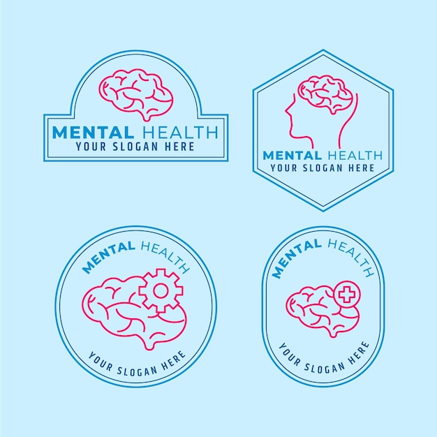 Vetor grátis conjunto de logotipo de saúde mental plana