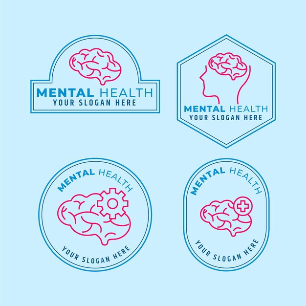 Conjunto de logotipo de saúde mental plana