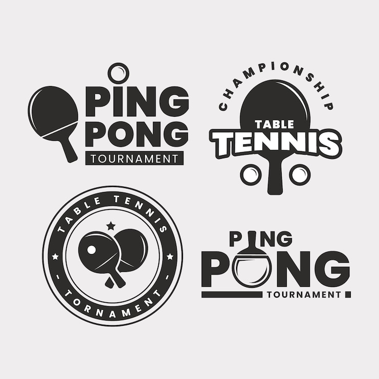 Vetor grátis conjunto de logotipo de tênis de mesa