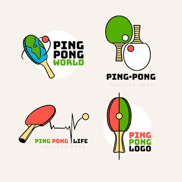 Vetor grátis conjunto de logotipo de tênis de mesa