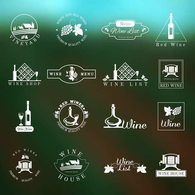 Conjunto de logotipo de vinho