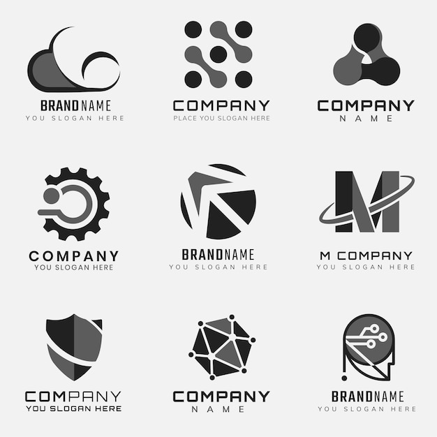 Conjunto de logotipo futurista de tecnologia corporativa simples