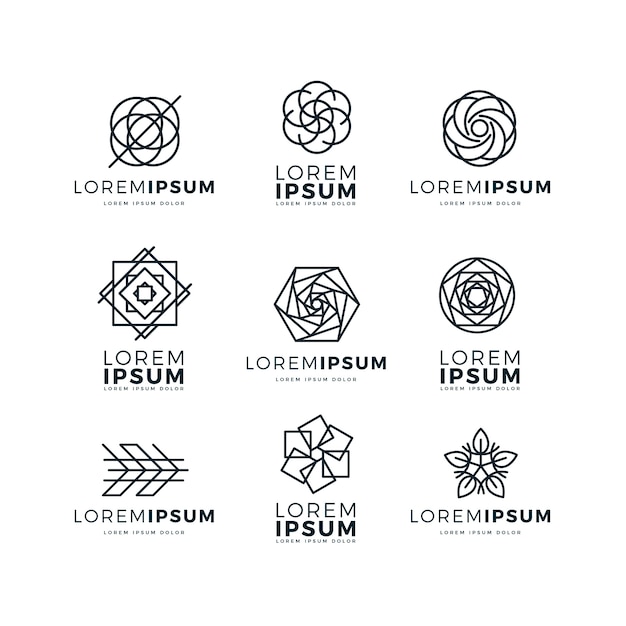 Vetor grátis conjunto de logotipo linear abstrato