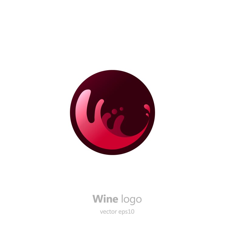 Vetor grátis conjunto de logotipo redondo com um copo de vinho. cápsula com líquido em movimento.