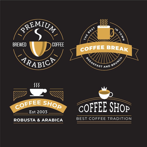 Vetor grátis conjunto de logotipo retrô de café