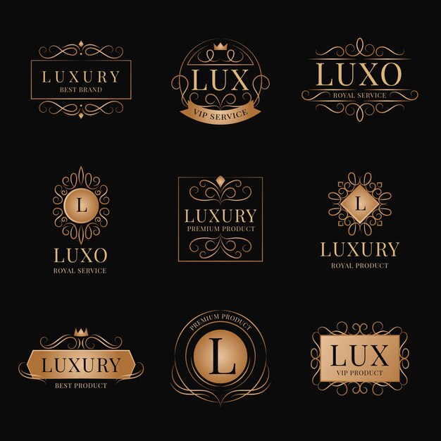 Conjunto de logotipo retrô de luxo