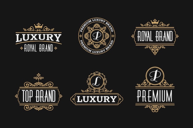 Conjunto de logotipo retrô de luxo