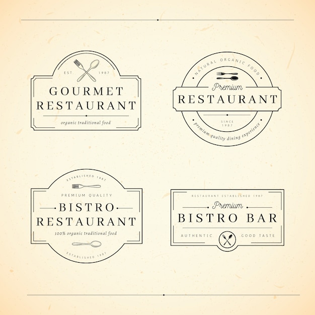 Conjunto de logotipo retrô de restaurante