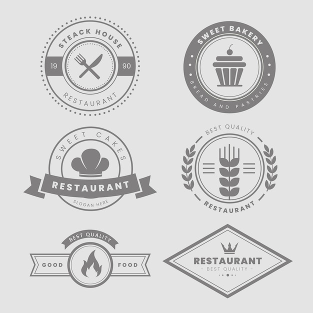 Conjunto de logotipo vintage de restaurante