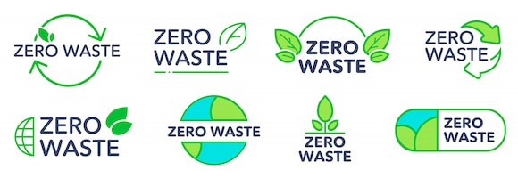 Vetor grátis conjunto de logotipos amigáveis de zero resíduos eco