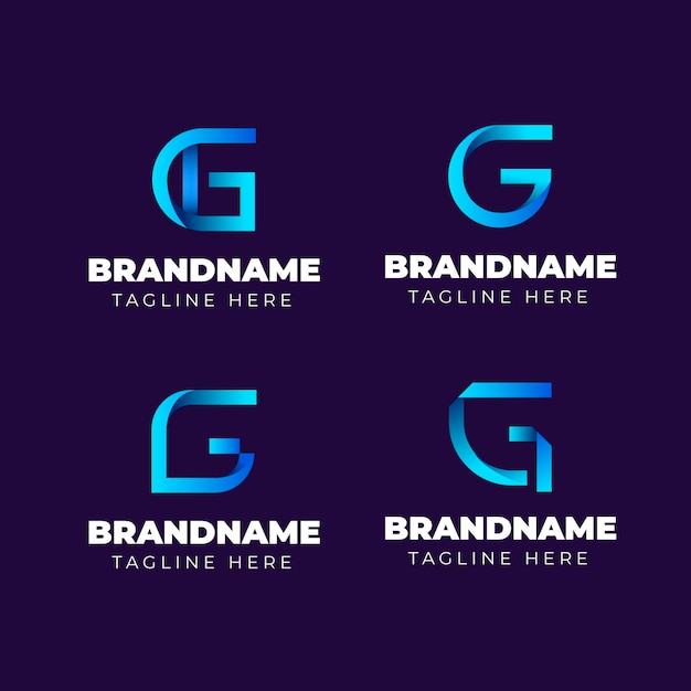 Vetor grátis conjunto de logotipos da letra g gradiente