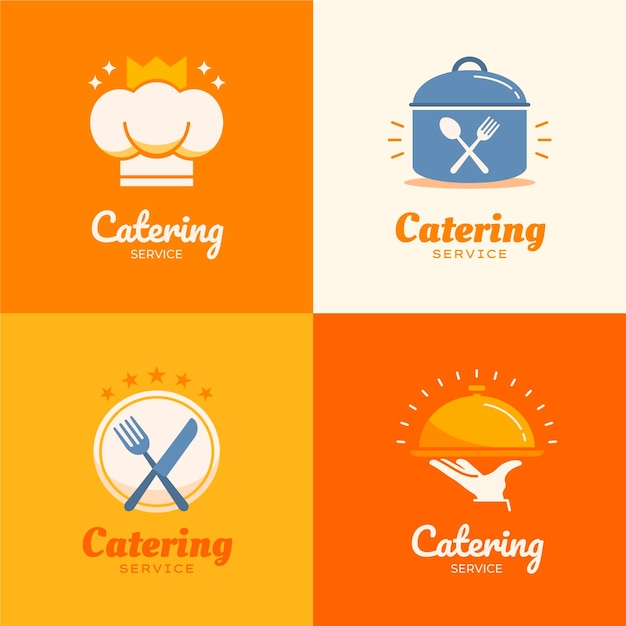 Vetor grátis conjunto de logotipos de catering de design plano