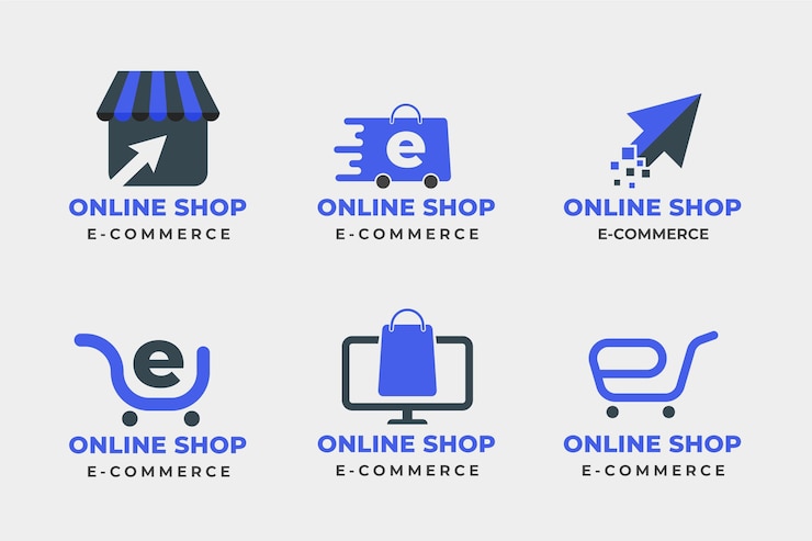 Vetor grátis conjunto de logotipos de e-commerce de design plano