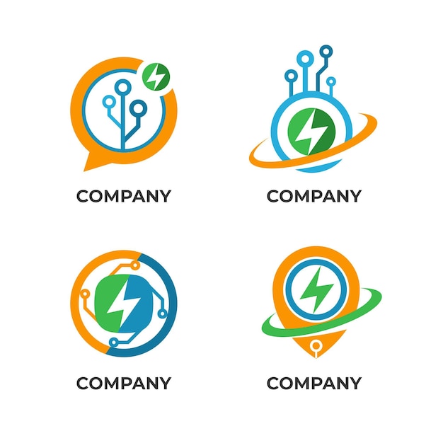 Vetor grátis conjunto de logotipos de eletrônicos de design plano