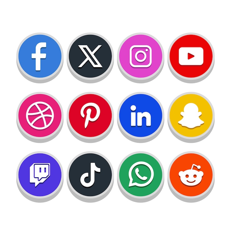 Vetor grátis conjunto de logotipos de mídia social 3d com novo logotipo x