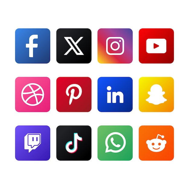 Conjunto de logotipos de mídia social gradiente com novo logotipo x